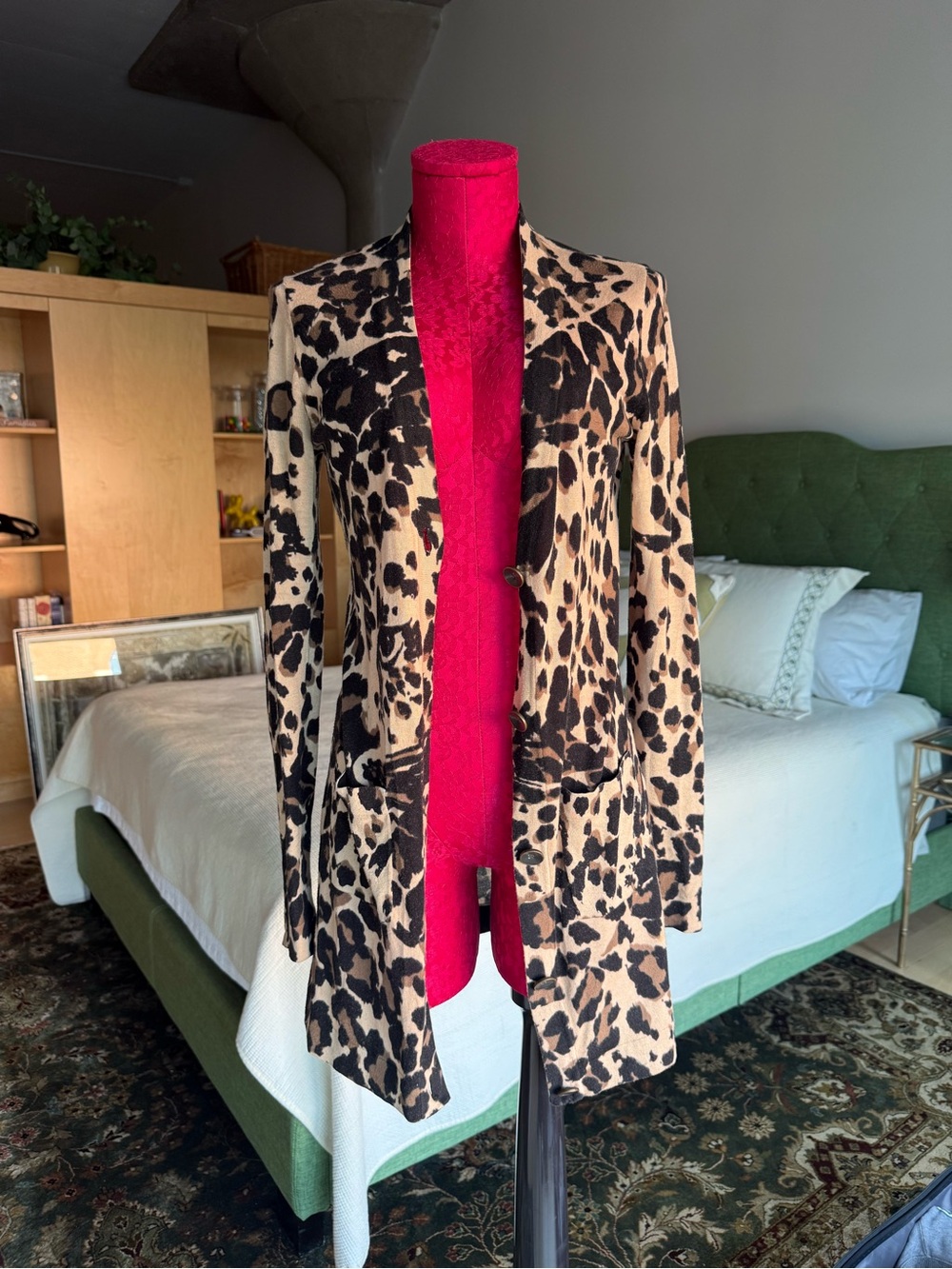 DVF Leopard Print Long Cardigan Sweater